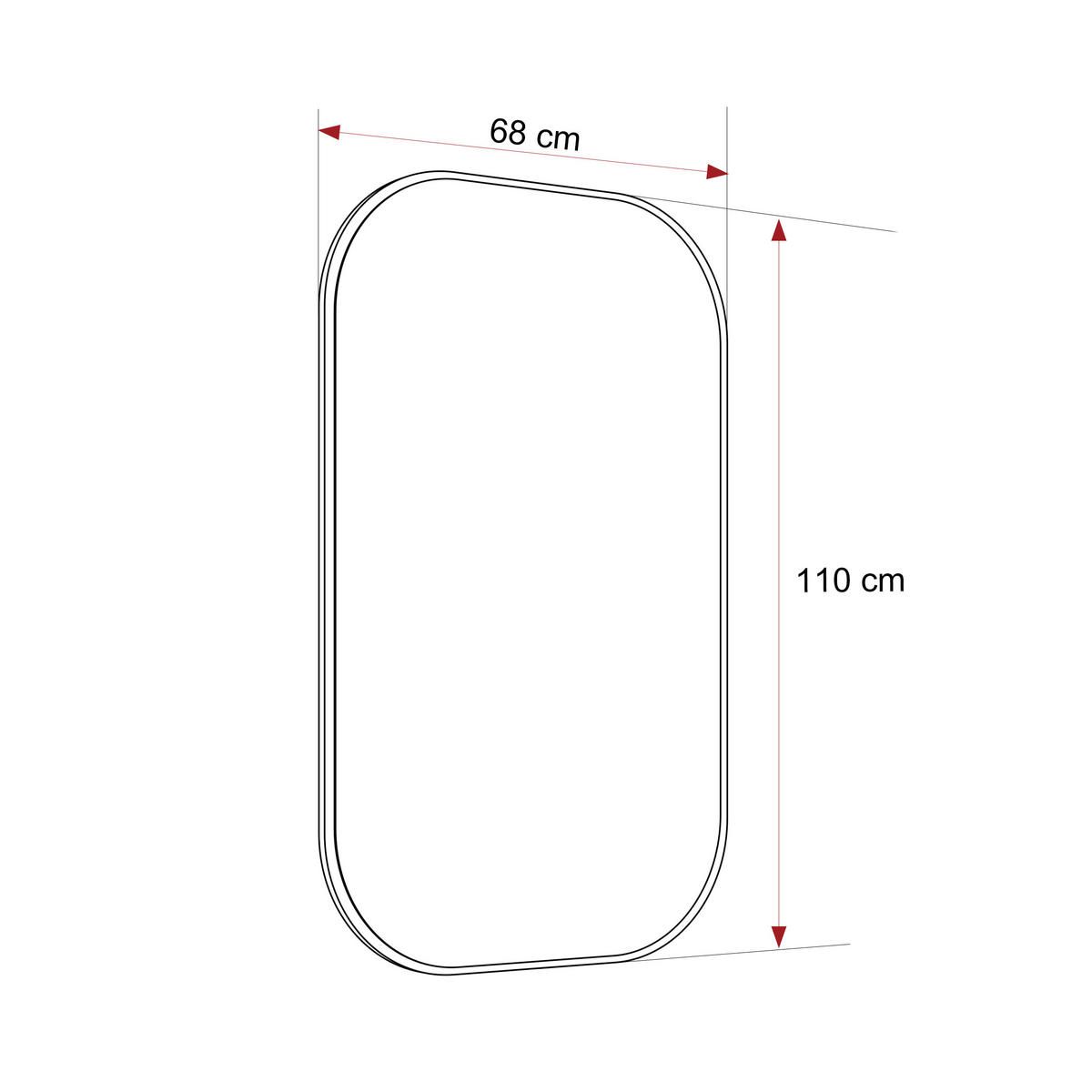 WANDSPIEGEL OVALINE 68/110 cm Cremona-Eiche - Eichefarben, Glas/Holzwerkstoff (68/110/1.6cm) - Idohome