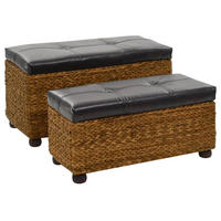 SITZBANK 2er Set Seegras Braun - Braun, Naturmaterialen (40/45/85cm) - vidaXL