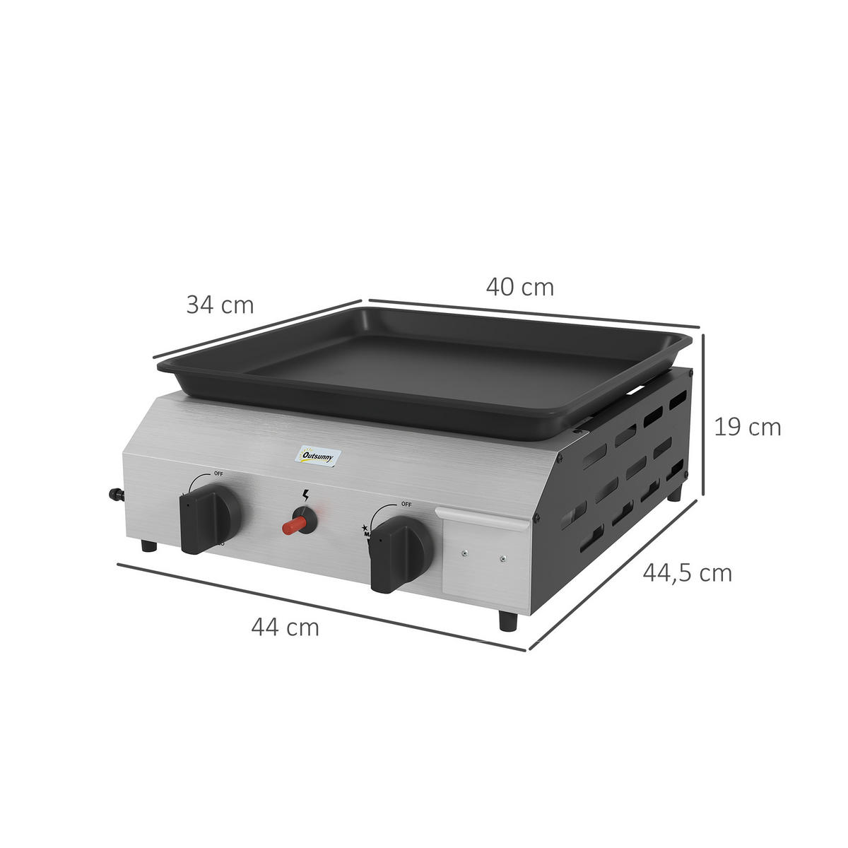 PLANCHA DE-18613 2 Brenner, 4,8 kW, transportabel - Silberfarben, Metall (44.5/19/44cm) - ComfortXL