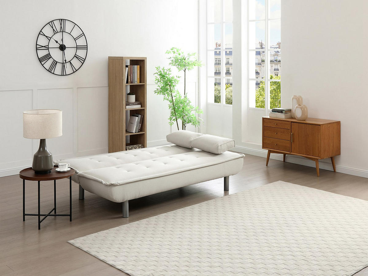 SCHLAFSOFA Klappsofa - Stoff - Beige - MISHAN - Beige, Textil (190/89/96cm) - Vente-Unique