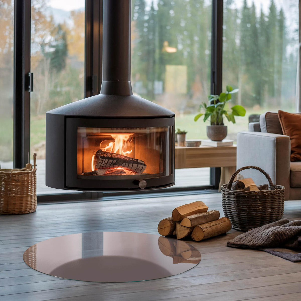 GLASPLATTE für Kamin Ø 80 cm - Pink, Glas (80/80/0.4cm) - TULUP
