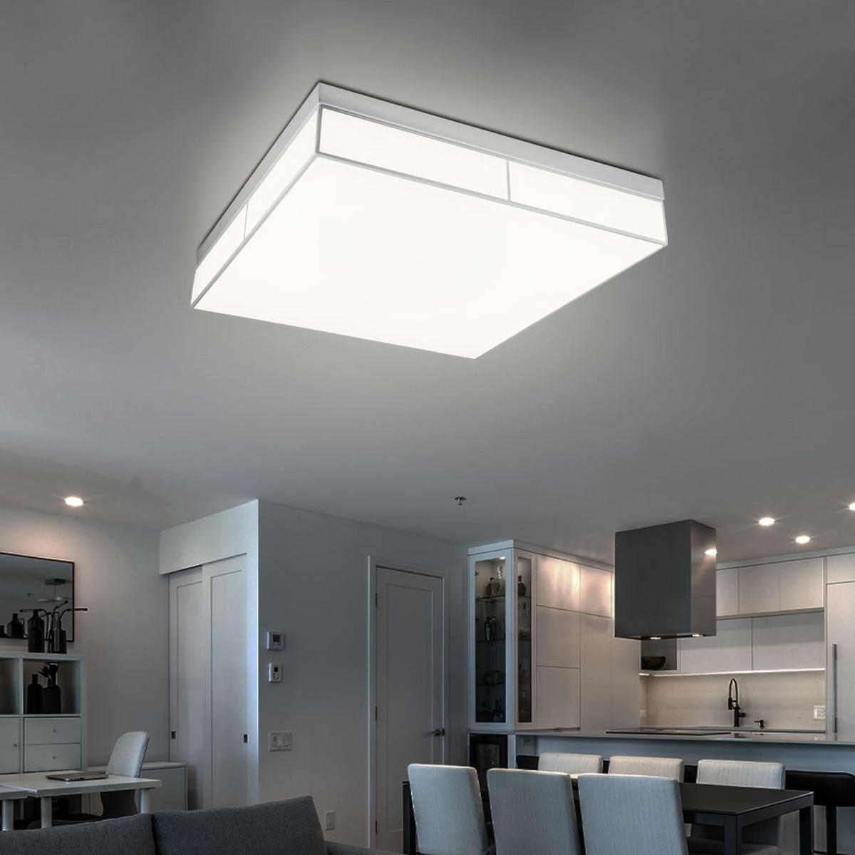 LED DECKENLEUCHTE AHAGGAR Weiß Metall - Weiß, Metall (60/60/12cm) - Globo Lighting