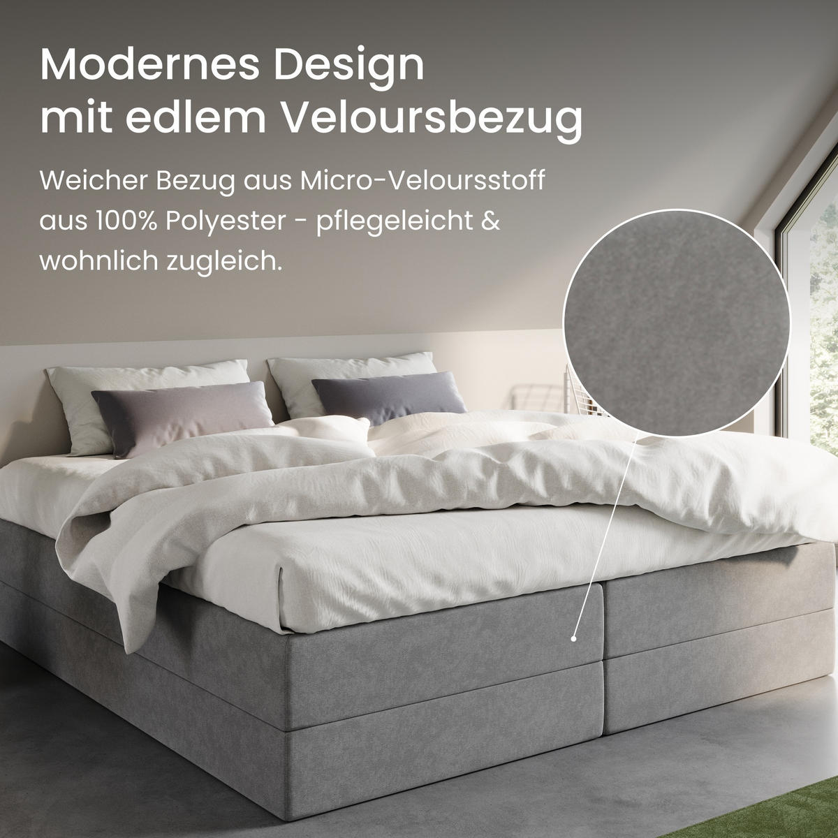 BOXSPRINGBETT mit Kaltschaummatratze, 200 x 200 cm, in Grau - Grau, Holzwerkstoff (200/200cm) - Home Collective