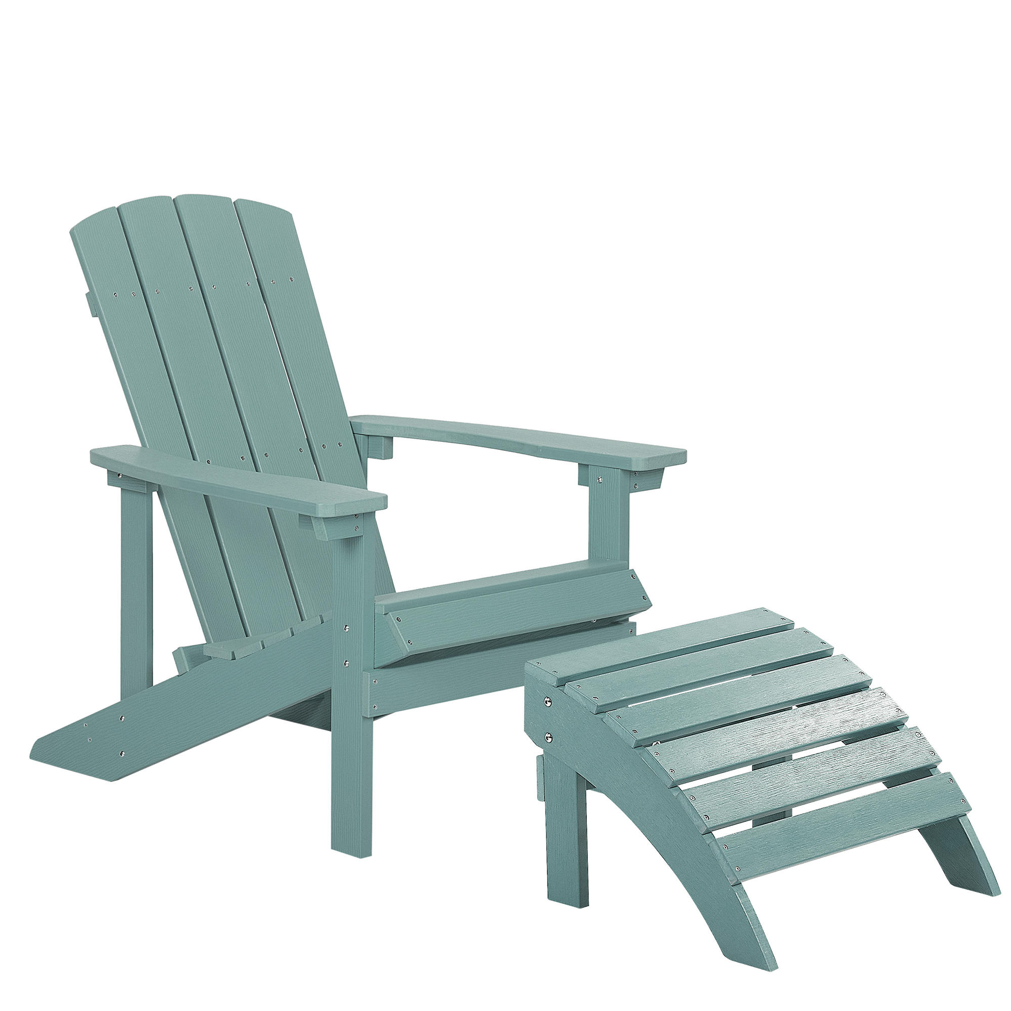 GARTENSTUHL mit Fußhocker Kunstholz türkis Adirondack - Türkis, Kunststoff (75/88/88cm) - Beliani