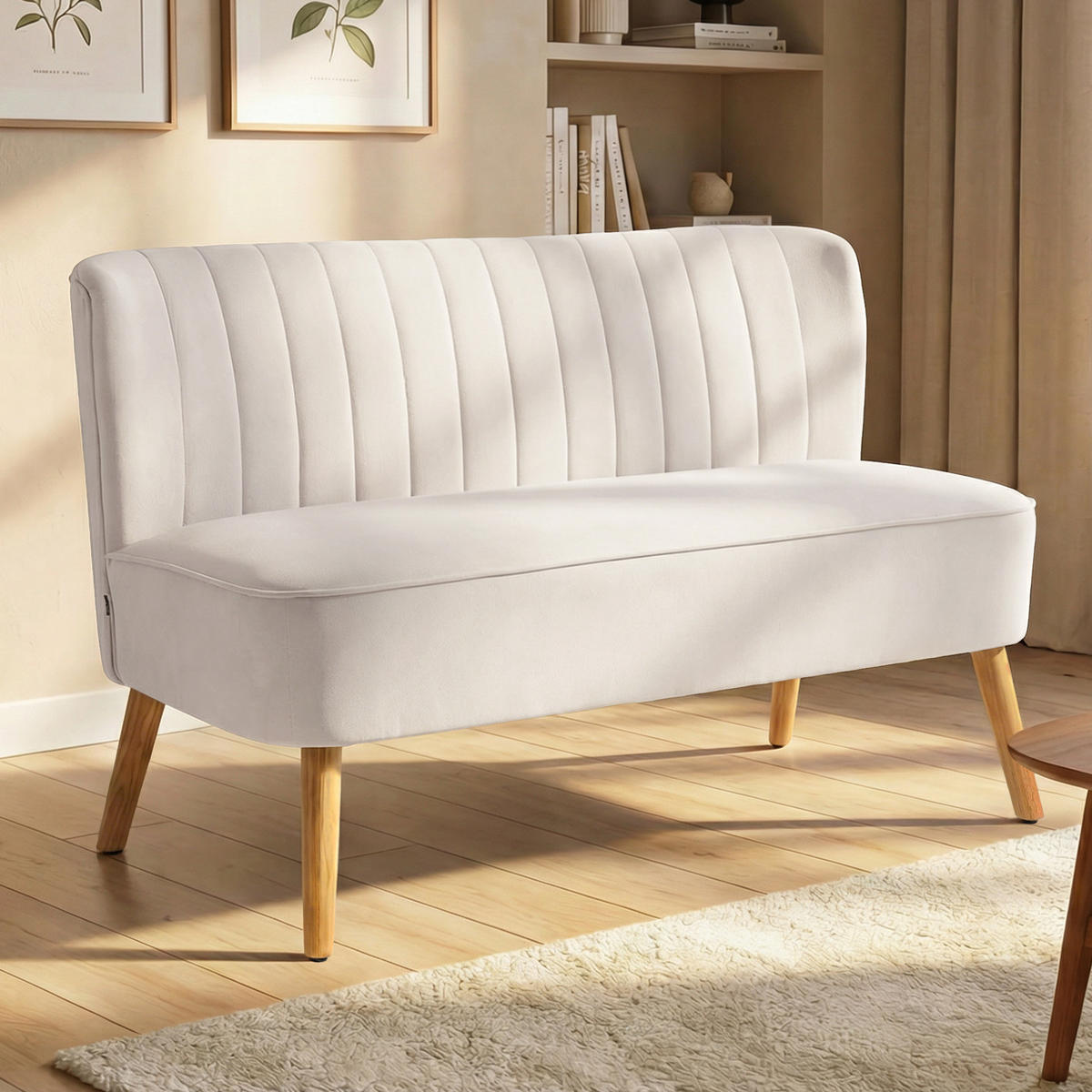 2-SITZER Sofa Creme 117.0/56.5/77.0 cm - Creme, Textil (56.5/77/117cm)