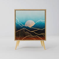 SIDEBOARD LUNAR SECRETS, Eichefarben, 57,5x42x75,5 cm, Goldfarbene Metallfüße - Eichefarben/Goldfarben, Holzwerkstoff/Metall (57.5/75.5/42cm) - SpaceRebels