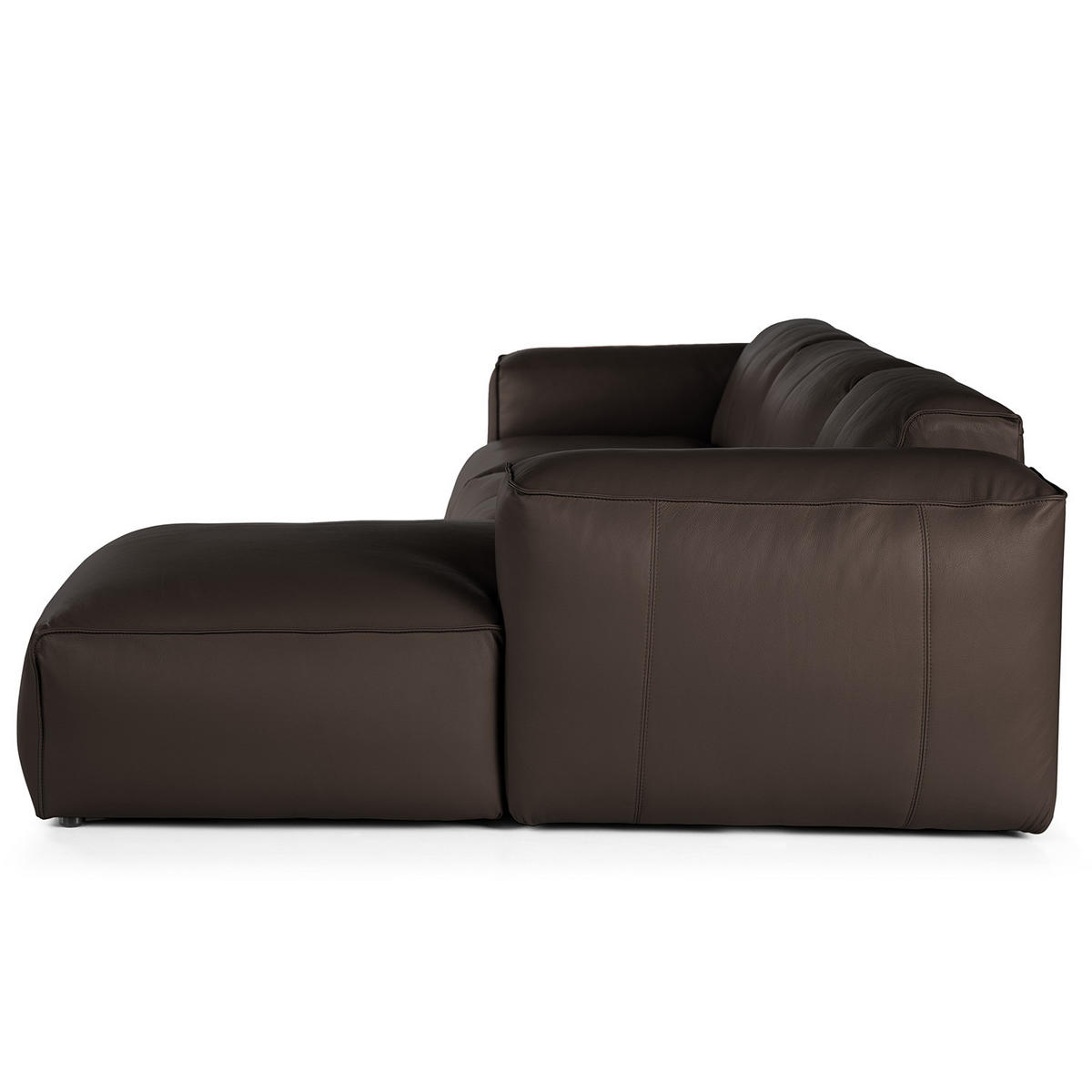 3-SITZER ECKSOFA mit Longchair - Dunkelbraun/Schwarz, Leder/Kunststoff (284/173cm) - home24