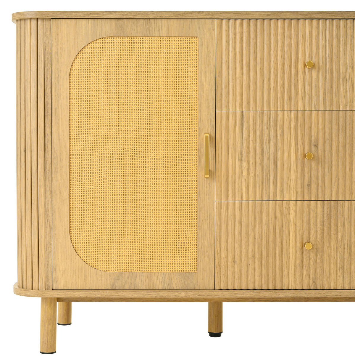 SIDEBOARD 140/40/80 cm Holzfarbe aus MDF mit Rattantüren - Naturfarben, Holzwerkstoff (40/80/140cm) - OKMYHOME