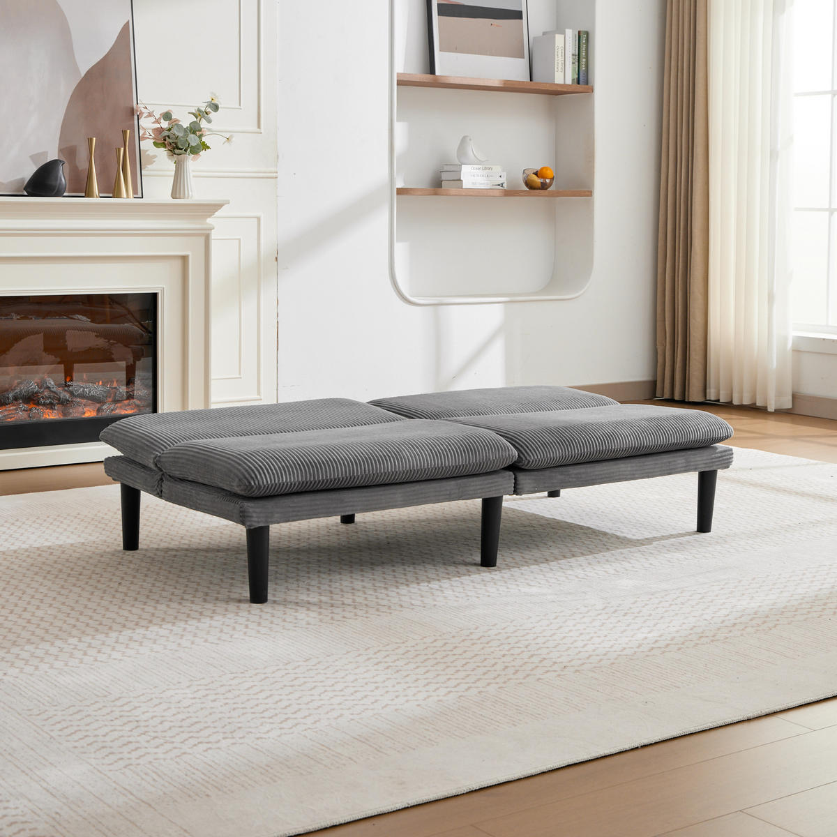 SOFA aus Samt mit 3-fach verstellbarer Rückenlehne 2-Sitzer, grau - Grau, Textil (84/67/167cm) - Luhomfu
