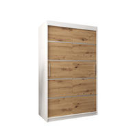 SCHWEBETÜRENSCHRANK 200/120/62 2-türig - Silberfarben/Eiche Artisan, Holz/Kunststoff (120/200/62cm) - MÖBEL KRYSPOL
