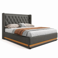 BETT mit Stauraum USB und LED 180x200 cm Baumwolle Grau - Grau, Metall (180/200cm) - Meubliv