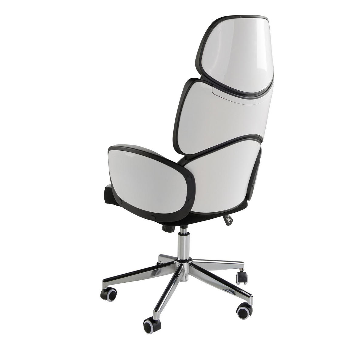 CHEFSESSEL Bürodrehstuhl aus hellgrauem Stoff und glänzend weißem PVC 64/69/118 cm - Edelstahlfarben/Weiß, Textil (64/118/69cm) - ANGEL CERDA