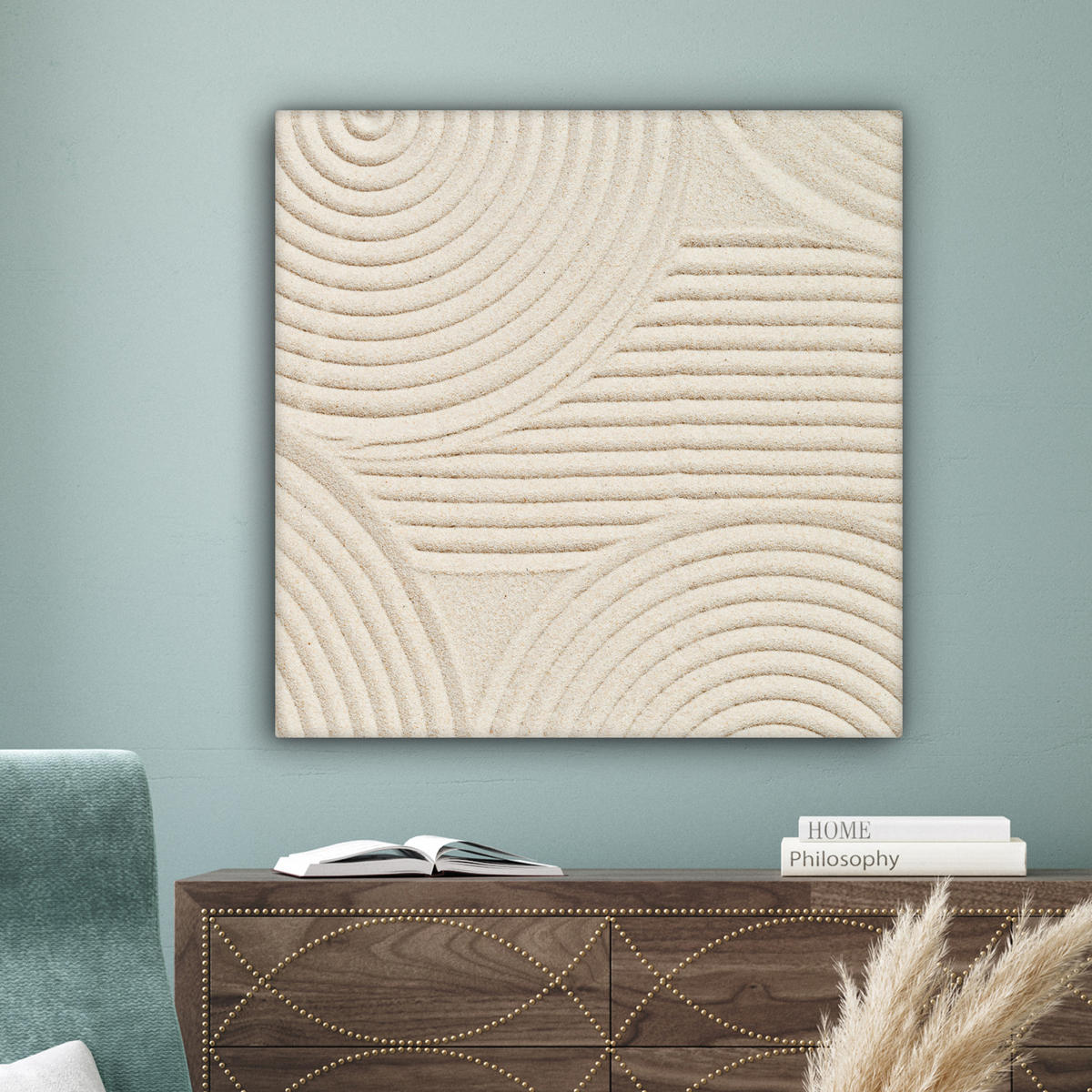 LEINWANDBILD Muster - Abstrakt - Weiß 90x90 cm - Beige, Textil (90/90cm) - MuchoWow