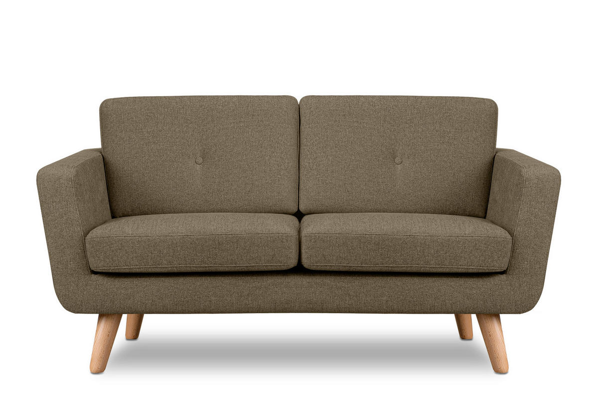 2-SITZER-SOFA TAGIO II mit Armlehnen, Kaffeebraun - Dunkelbraun, Textil (88/80/153cm) - KONSIMO®
