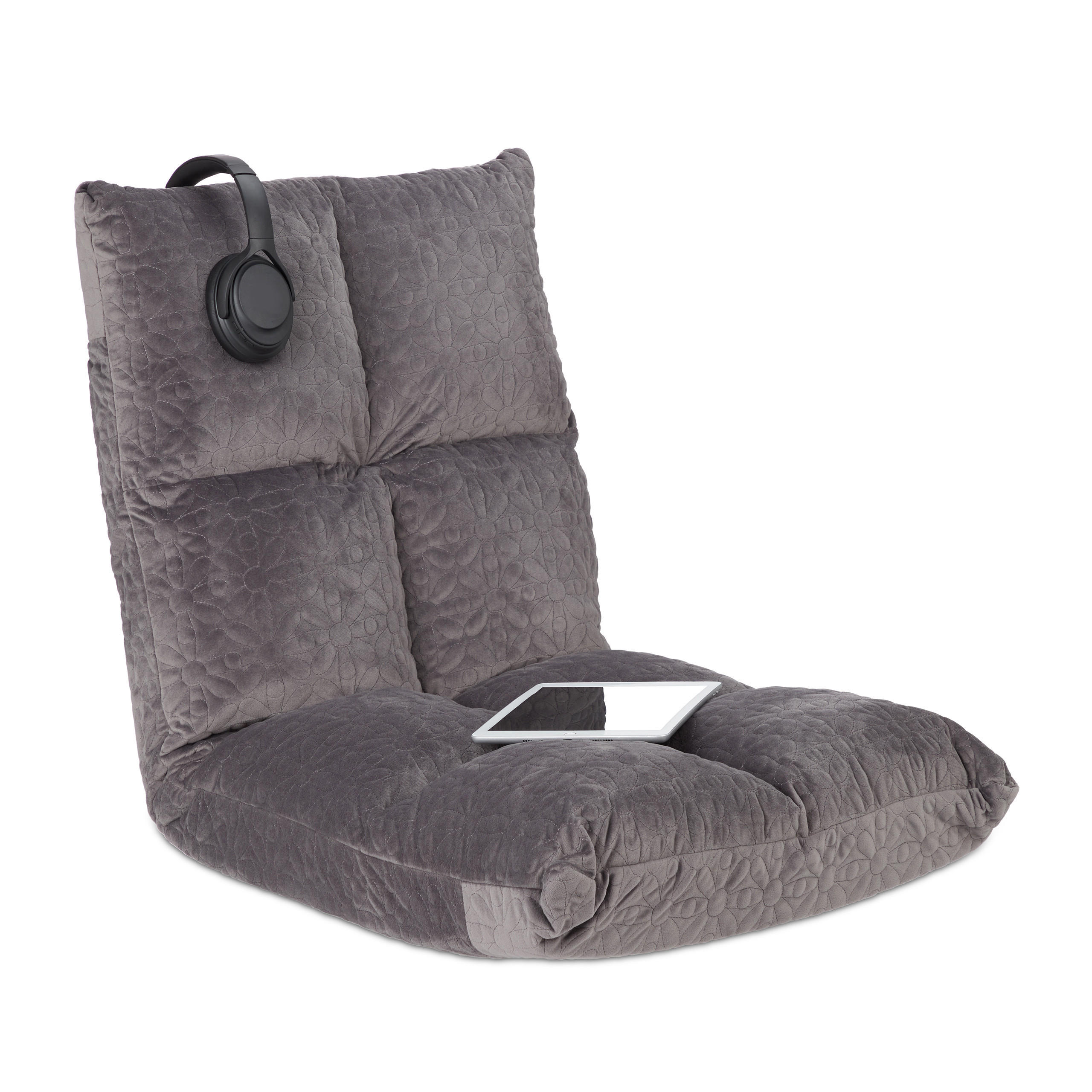 BODENSTUHL - Grau, Holzwerkstoff/Textil (50/58/55cm) - Relaxdays