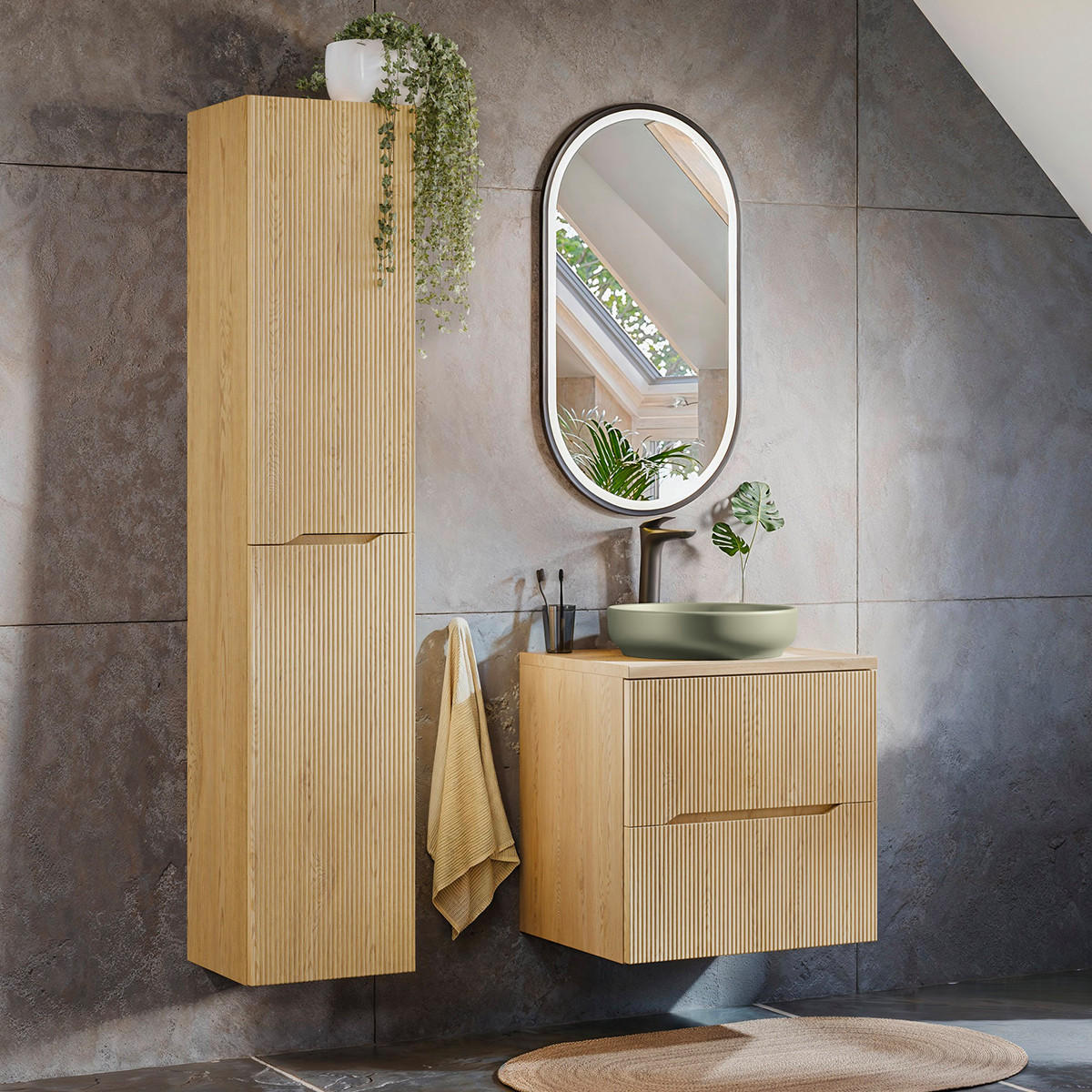 WASCHTISCHUNTERSCHRANK 60.2cm Isaline Helle Eiche - Braun, Holzwerkstoff (60.2/57/46cm) - Petits-meubles