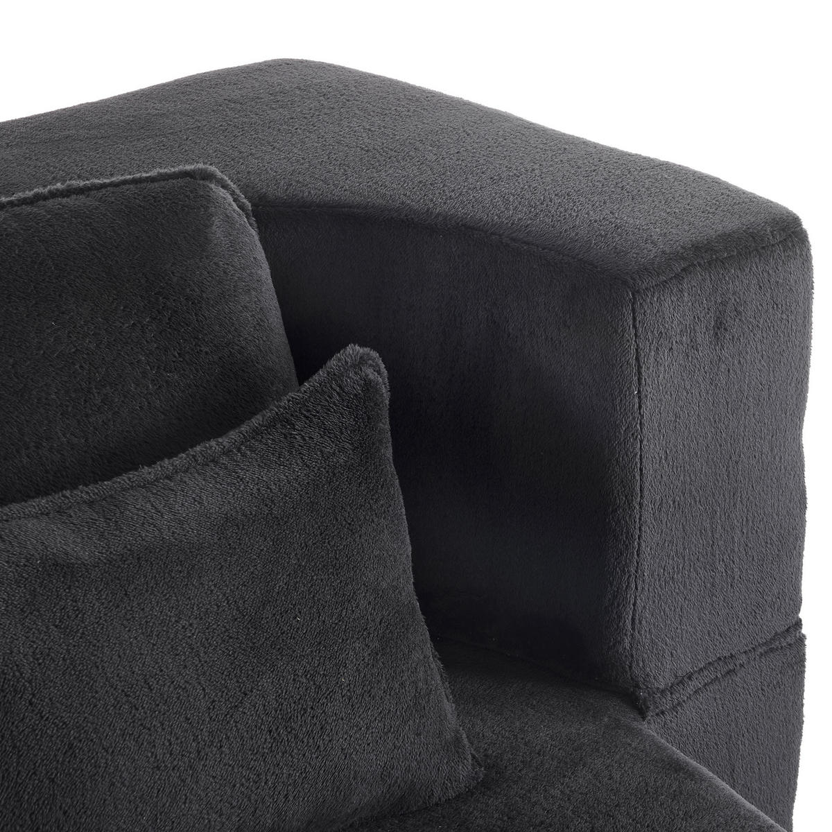 2-SITZER SCHLAFSOFA Flanell Schwarz mit 4 Kissen - Schwarz, Textil (198/76/120cm) - WISHDOR