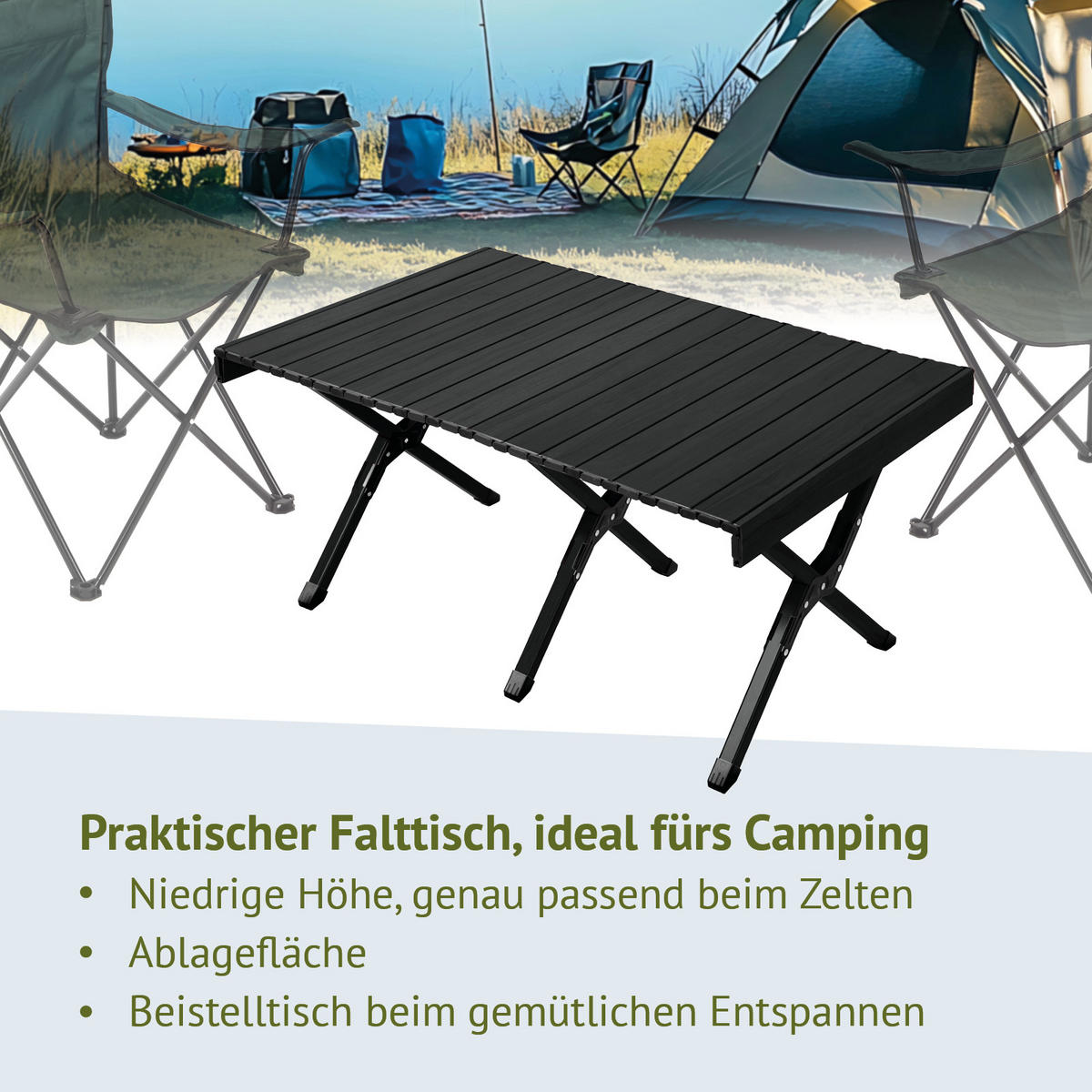 CAMPINGTISCH klappbar aus Aluminium Schwarz - Schwarz, Metall (60/119/44.5cm) - JAWINIO