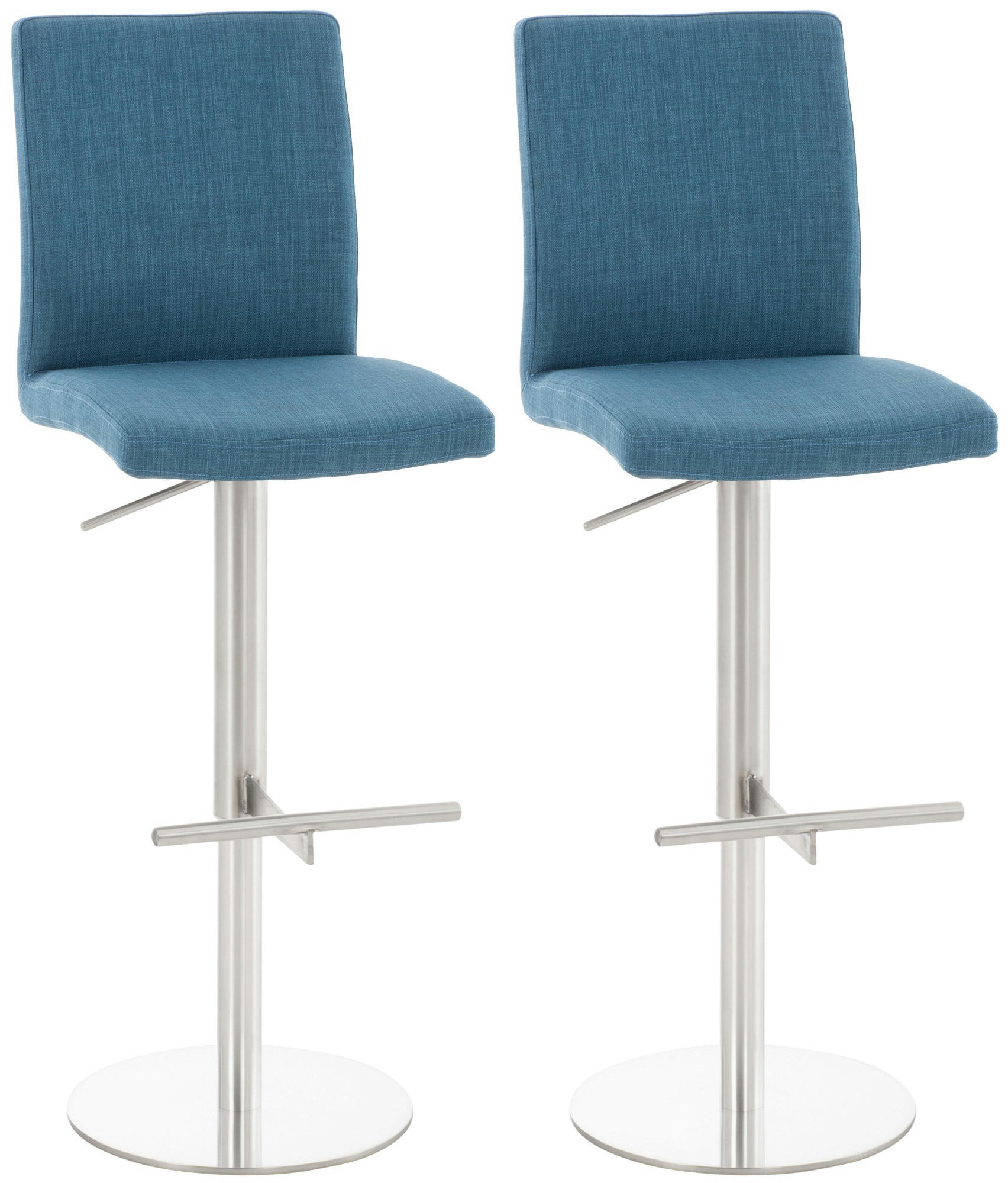 BARHOCKER 2er Set Stoff Blau - Blau/Edelstahlfarben, Textil/Metall (40/93/49cm) - CLP
