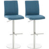 BARHOCKER 2er Set Stoff Blau - Blau/Edelstahlfarben, Textil/Metall (40/93/49cm) - CLP