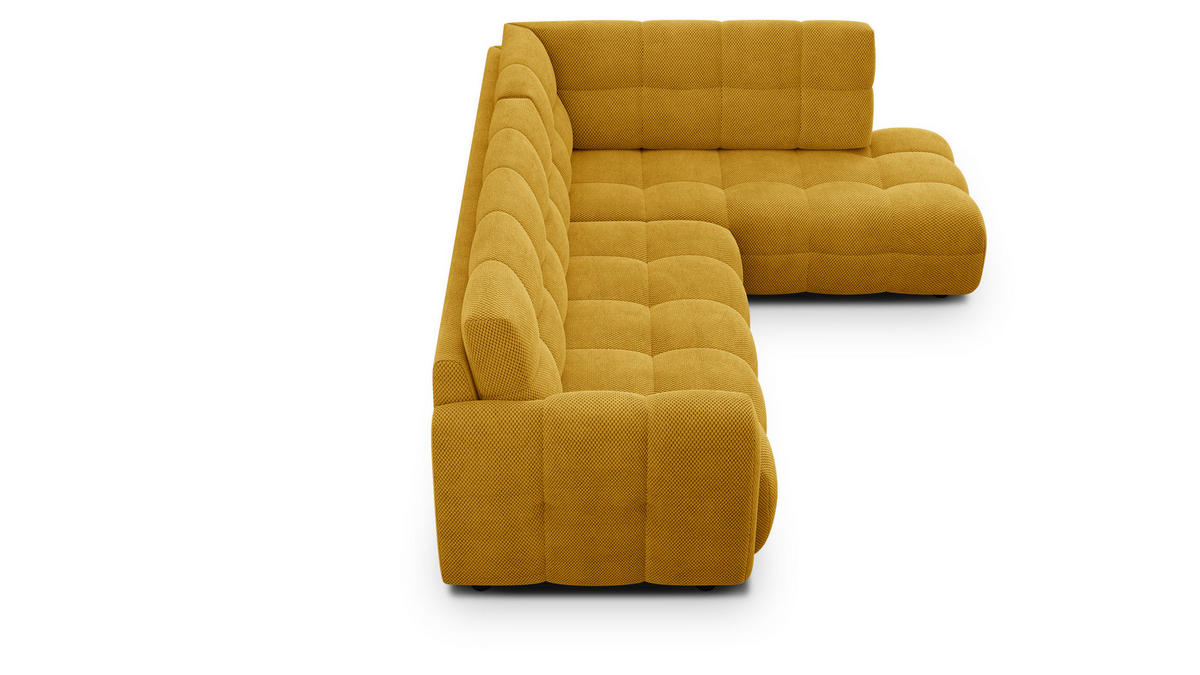 ECKSOFA MELLOW 5-Sitzer, safran - Gelb/Schwarz, Holz/Textil (283/191cm) - Courtois Laville