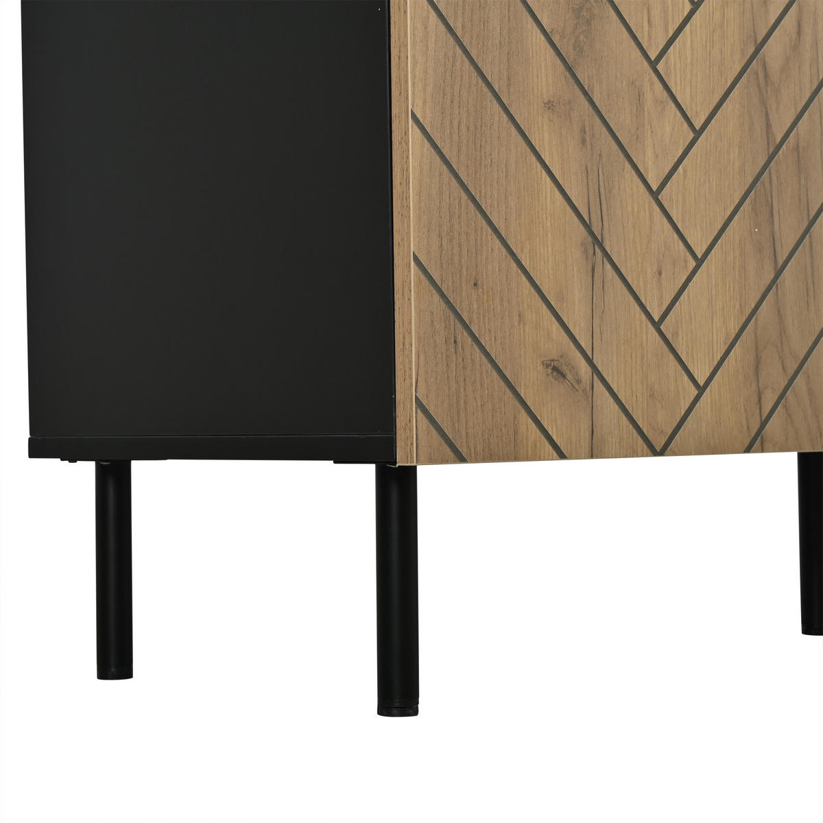 SIDEBOARD in Holzfarbe Aufbewahrungsschrank mit 3 Schubladen für Wohnzimmer, B120/T40/H76 cm - Schwarz/Naturfarben, Holzwerkstoff/Metall (120/76/40cm) - STILVORA