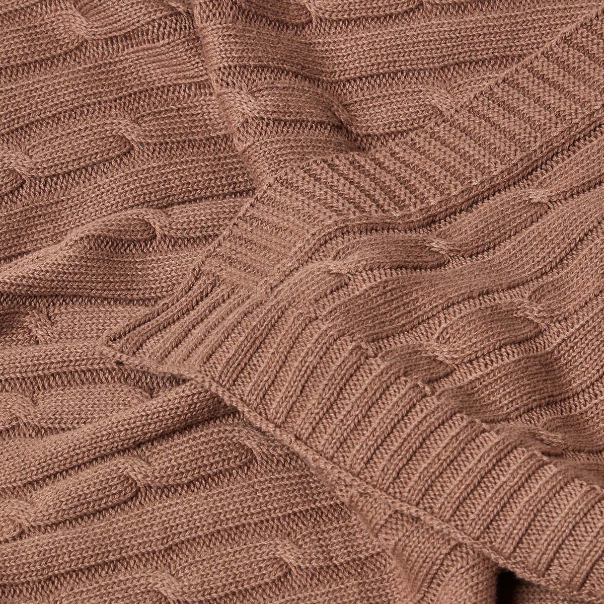 STRICKDECKE 150/200 cm, Baumwolle mit Rautenmuster - Braun, Textil (150/200cm) - Homescapes