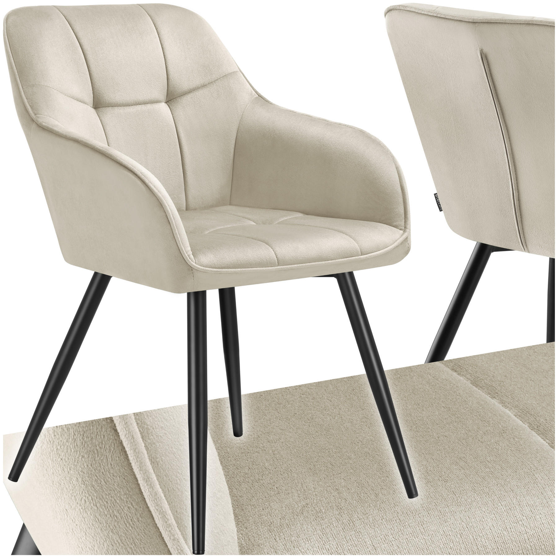 ESSZIMMERSTUHL Marilyn,58 x 62 x 82 cm,creme/schwarz - Creme/Schwarz, Kunststoff (58/82/62cm) - tectake
