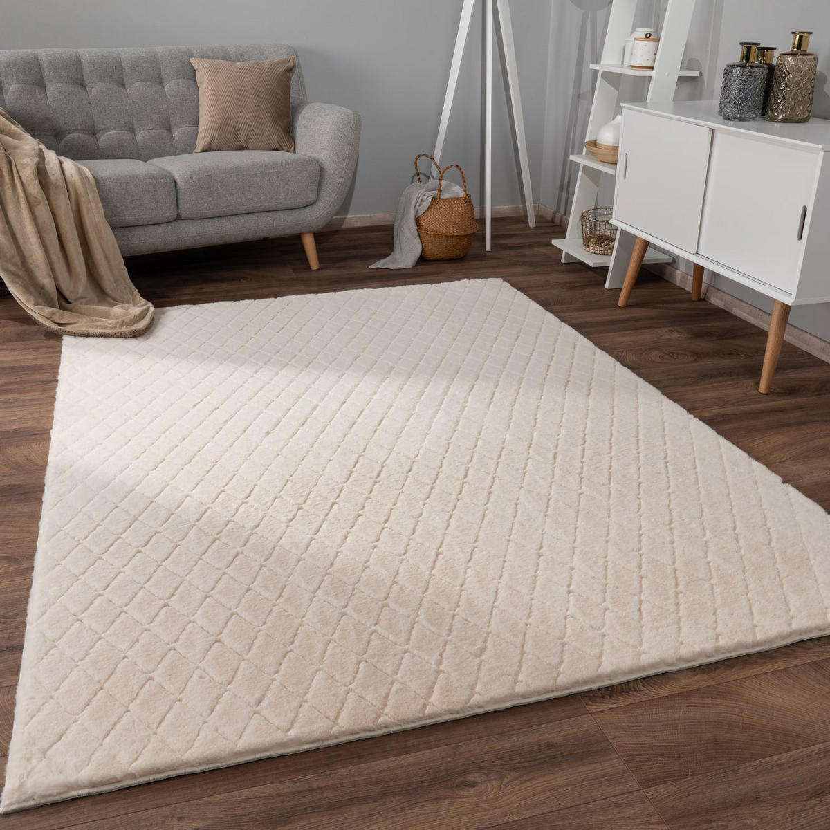 HOCHFLORTEPPICH, mit Struktur, Florhöhe 22 mm, Creme, 80 x 150 cm - Beige, Textil (80/150cm) - KADIMA DESIGN