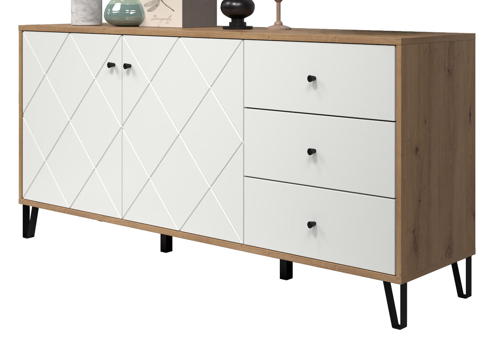 Top.Furn Sideboard Eiche, Weiß 183x76x40 cm