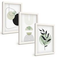 BILDER SET 3er Set - 20x30 cm Weißer Rahmen - Abstrakte Pflanzenformen - Weiß, Kunststoff (20/30cm) - TULUP