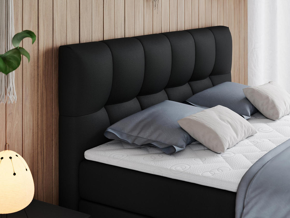 BOXSPRINGBETT ALVIN KING 120/200 Schwarz Kunstleder - H3 - Schwarz, Holz/Textil (120/200cm) - MKS