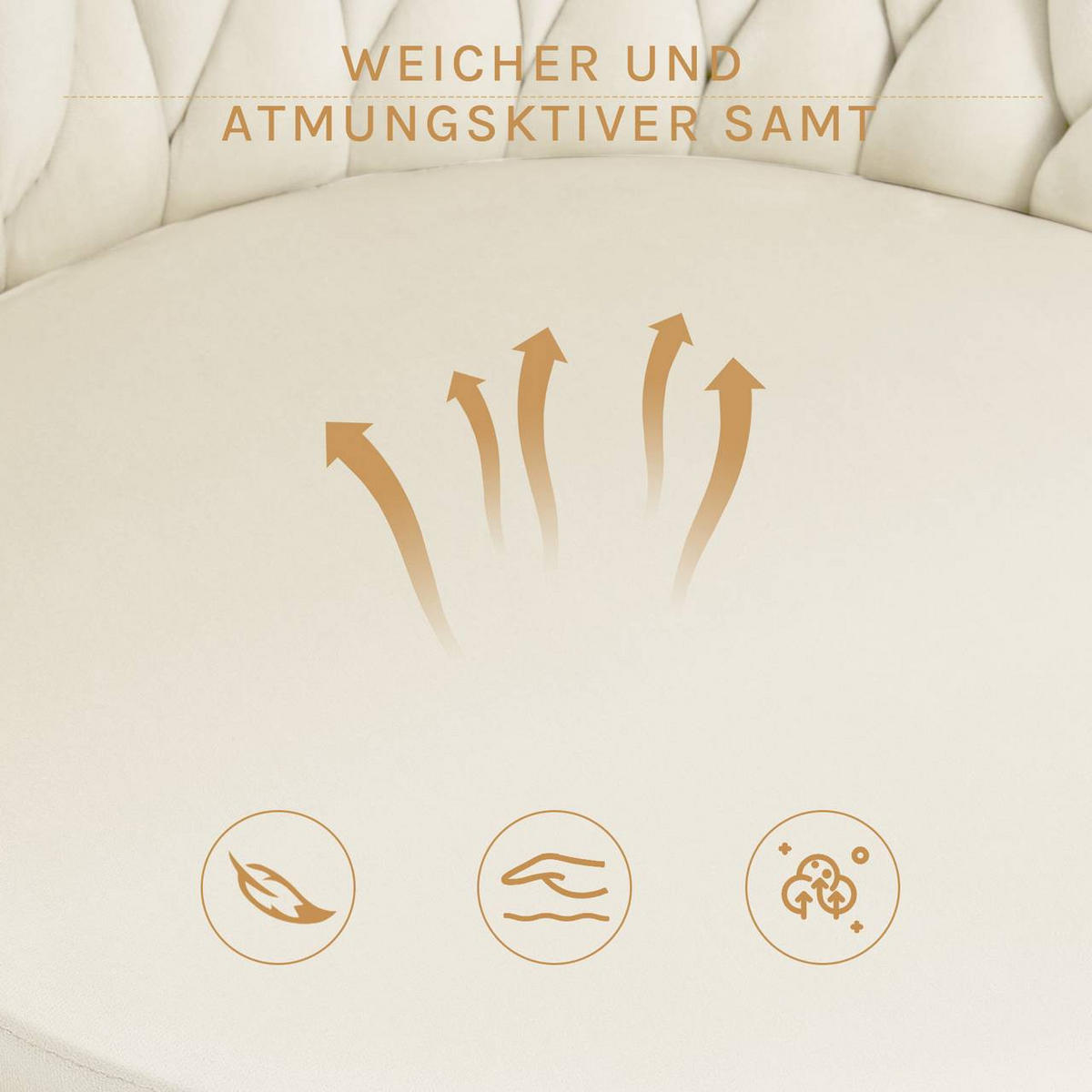 ESSZIMMERSTUHL 2er Set, drehbar, Samt, Beige - Beige/Goldfarben, Textil/Metall (60.5/78/59.5cm) - Woltu