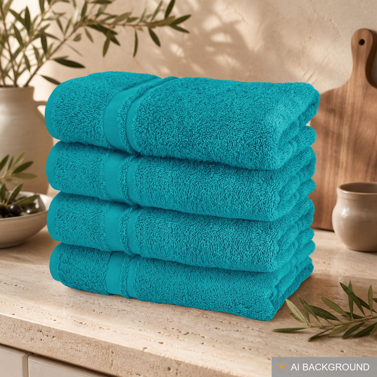 FROTTEE Küchenhandtücher 50x50 cm, 4er Set, Nautic Grün - Smaragdgrün, Textil (50/50cm) - Lashuma