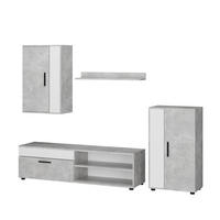 WOHNWAND Berno Beton 4er Set - Weiß/Grau, Holzwerkstoff (140/38.7/35.2cm) - Vicco