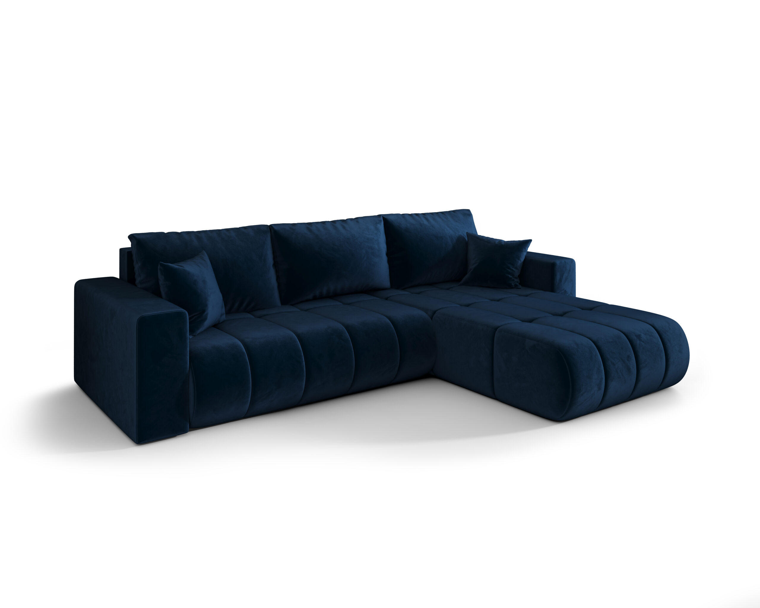 ECKSOFA mit schlaffunktion und bettkasten MILO PREMIUM, stoff MONOLITH, Dunkelblau, Rechts - Dunkelblau, Holz (280/190cm) - Kaiser Möbel