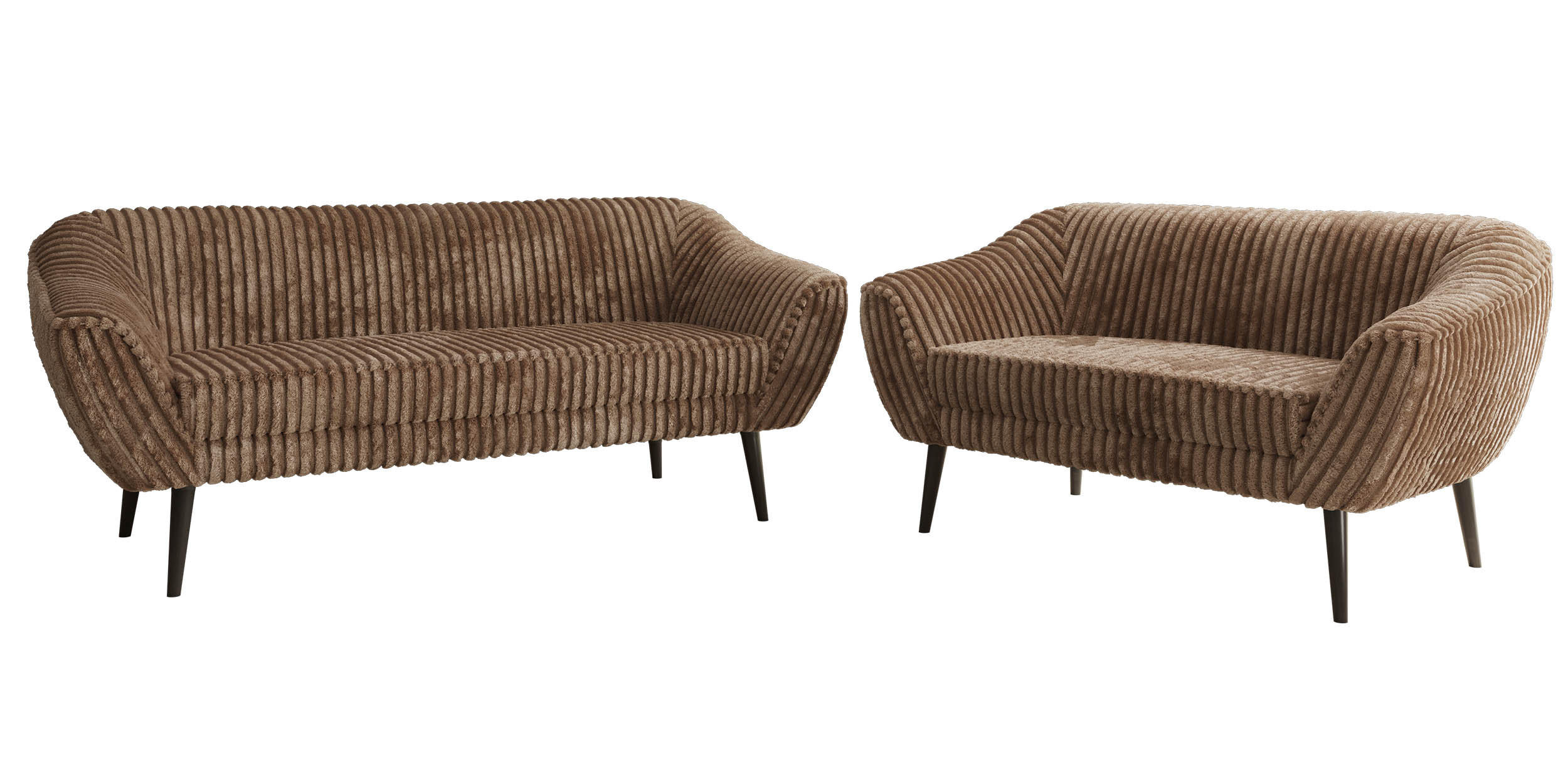 SEDACÍ SOUPRAVA 3+2 PIRS - Hnědá Manšestr - Černé nohy - černá/hnědá, kompozitní dřevo/textil (180/75/74cm) - MKS