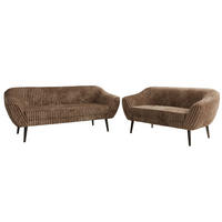 SEDACÍ SOUPRAVA 3+2 PIRS - Hnědá Manšestr - Černé nohy - černá/hnědá, kompozitní dřevo/textil (180/75/74cm) - MKS