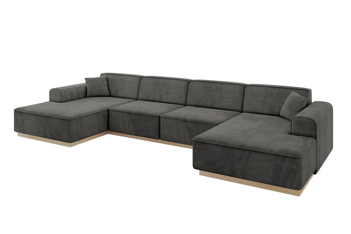 WOHNLANDSCHAFT IREA-U2 - 388x171x83 cm Ecru - Anthrazit, Holzwerkstoff/Textil (388/83/171cm) - ALTDECOR