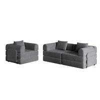 SCHLAFSOFA aus Chenille Grau 2-in-1 mit Armlehnen-Staufach und flexibler Modulgestaltung - Grau, Textil (183.8/69.8/274cm) - Modfu