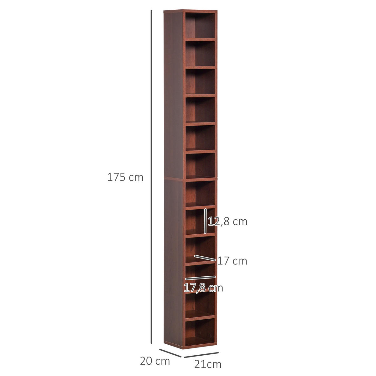 CD-REGAL DE-14399 12 Fächer, 175 cm Braun - Braun, Holzwerkstoff (20/175/21cm) - ComfortXL