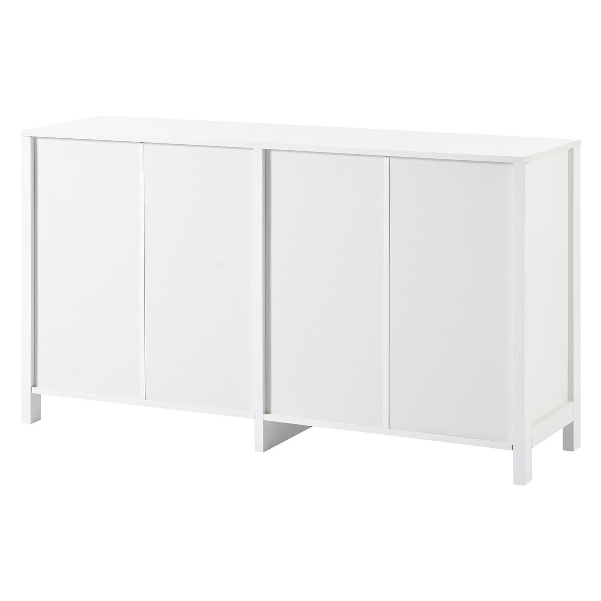 SIDEBOARD DE-38285 4 Rattantüren mit Metallgriffen Weiß - Weiß, Holzwerkstoff (145/40/80cm) - ComfortXL