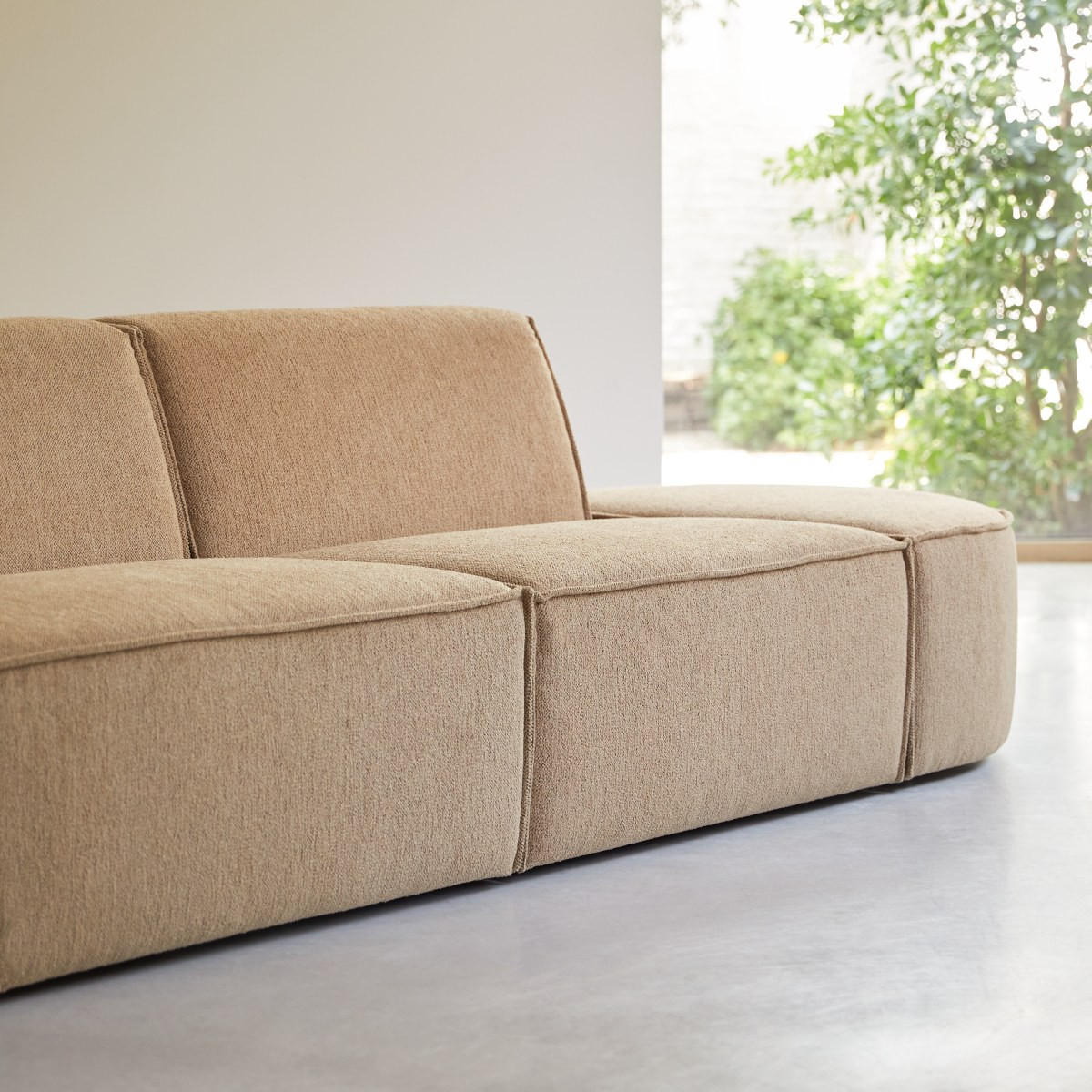 SOFA Dario Braun aus Stoff - Braun, Textil (340/75/93cm) - Tikamoon