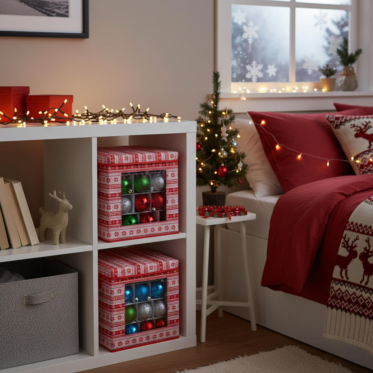 3XWEIHNACHTSKUGEL-AUFBEWAHRUNGSBOX - Multicolor, Wellpappe/Kunststoff (33/33/33cm) - Relaxdays