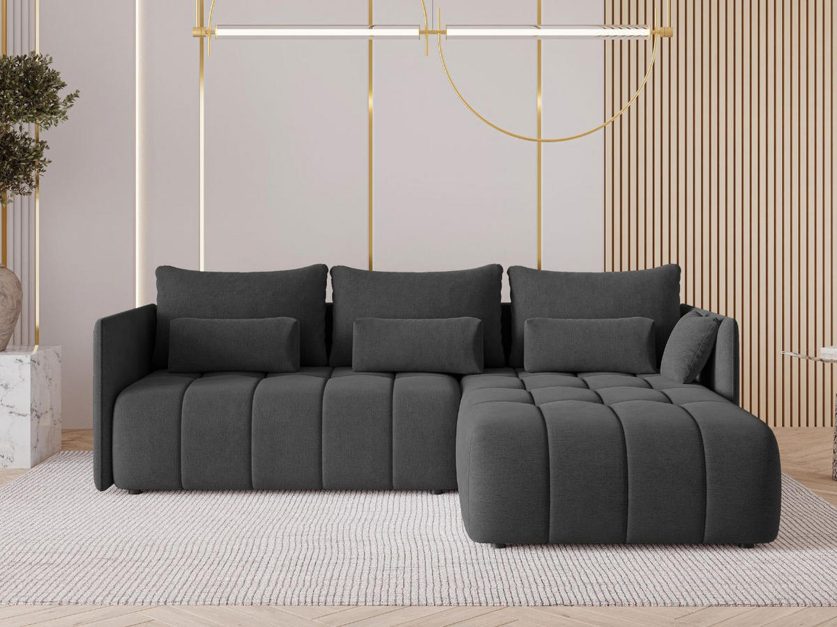 ECKSOFA Ardi Anthrazit - Anthrazit/Schwarz, Holz/Textil (245/182cm) - Graingold