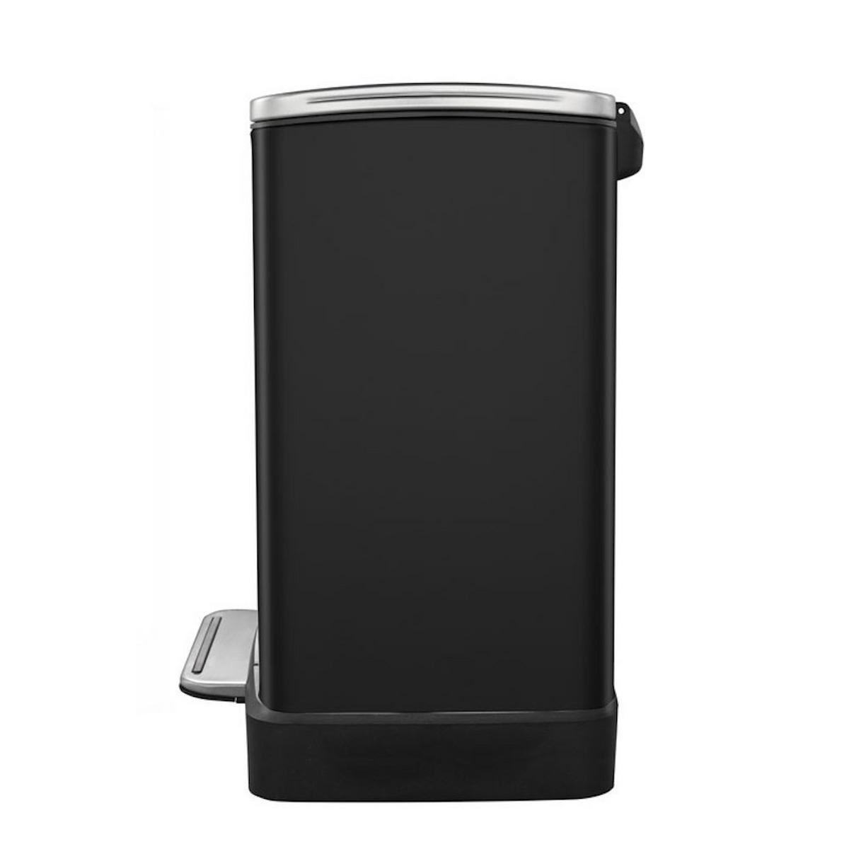 MÜLLEIMER Stilvoller Rechteckiger Mit Extra Breitem Pedal 19 Liter 44,6 x 36,6 x 31,9 cm 2 Inneneimer Schwarz Deckel Edelstahl - Schwarz, Metall (36.6/44.6/31.9cm) - PROREGAL