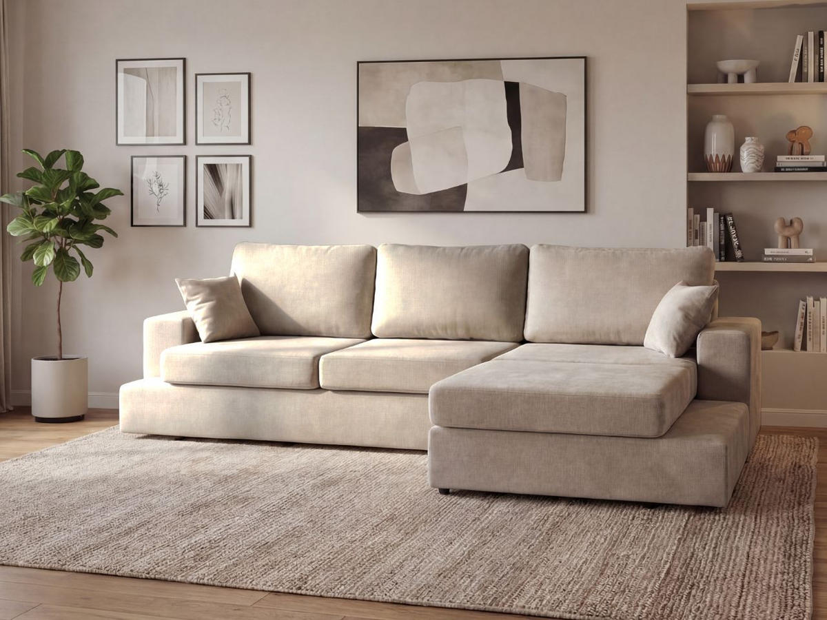 ECKSOFA Nesto Biege Rechts - Beige, Holz/Textil (165/260cm) - Graingold