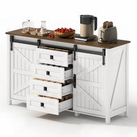 SIDEBOARD aus MDF 137x40x81,5 cm Weiß mit Schiebetüren, 4 Schubladen und viel Stauraum - Weiß, Holzwerkstoff (137/81.5/40cm) - Modfu
