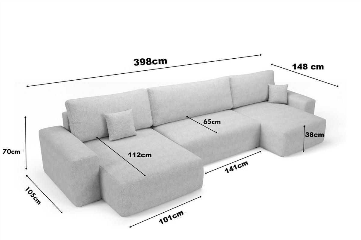 WOHNLANDSCHAFT Arona - Braun, Holzwerkstoff/Textil (398/70/148cm) - Fun Möbel