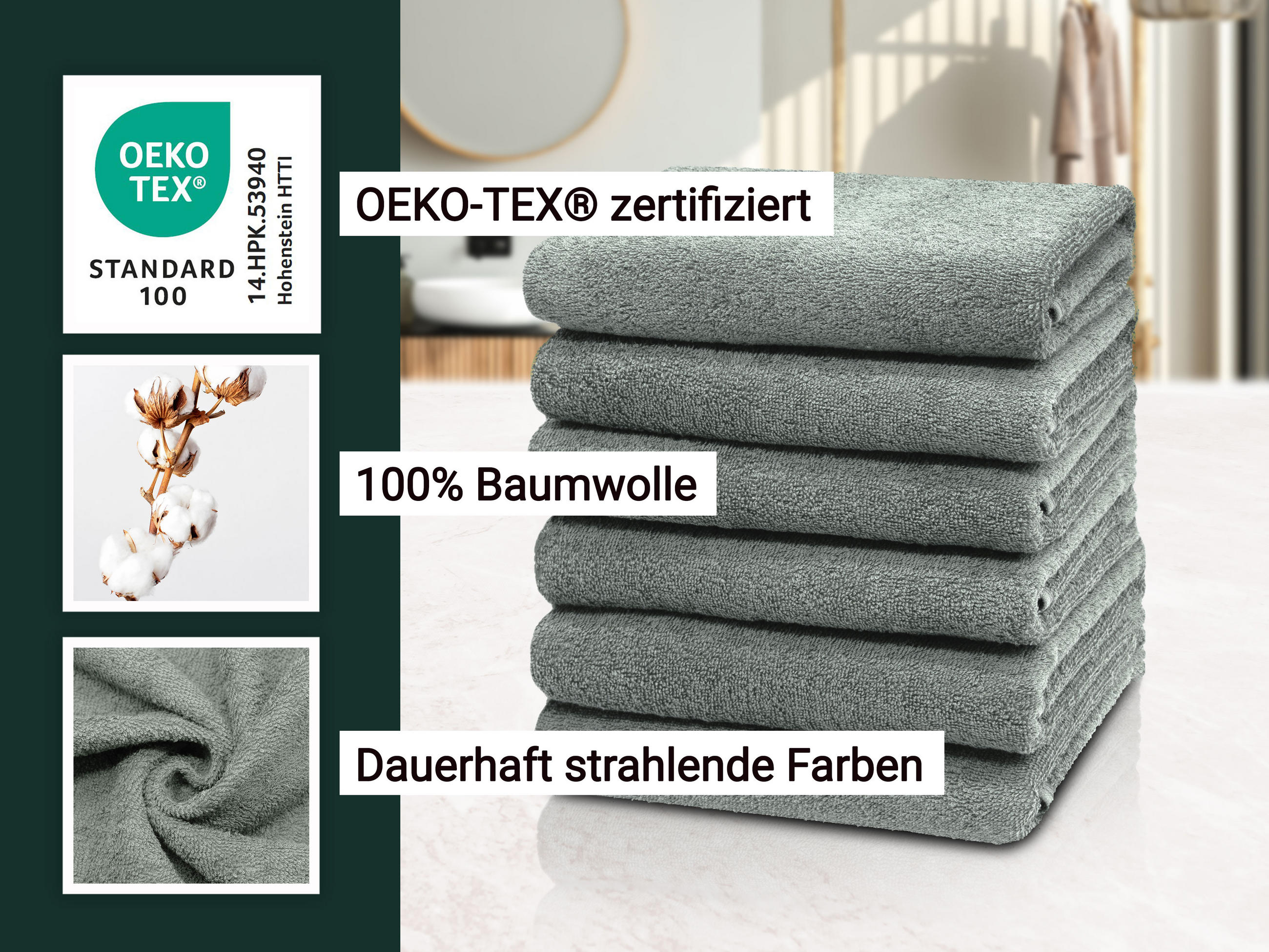 HANDTÜCHER, 6er-Set, 50x100 cm, 100% Baumwolle, Grau - Hellgrau, Textil (50/100cm) - Zollner
